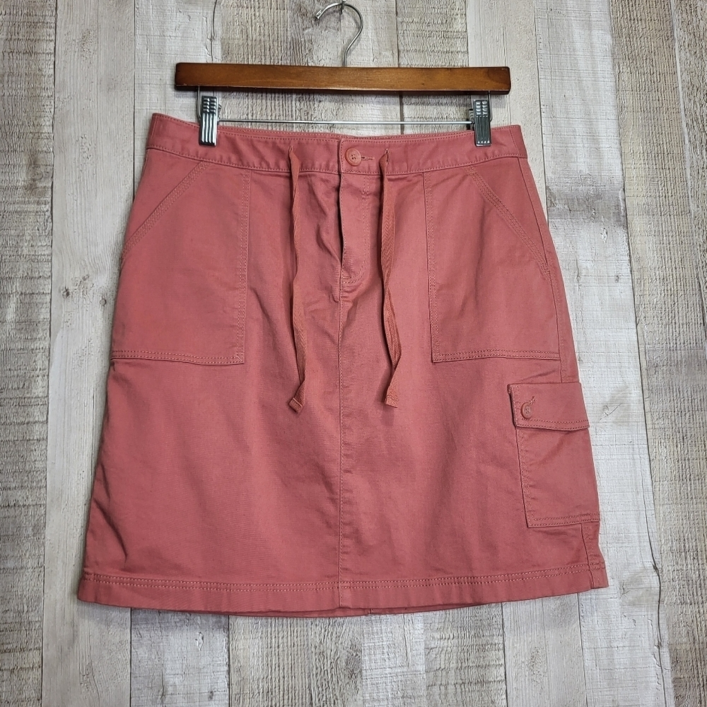 L.L Bean Casual Pink Women's Cotton Skirt Size 8 Petite. Item 300061